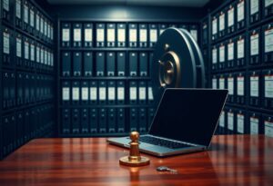 Corporate records management showing financial documents